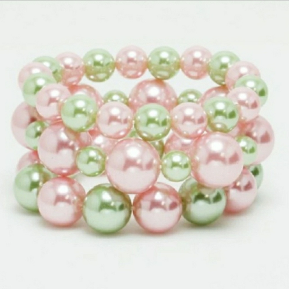 Pink and Green Pearl Bracelet